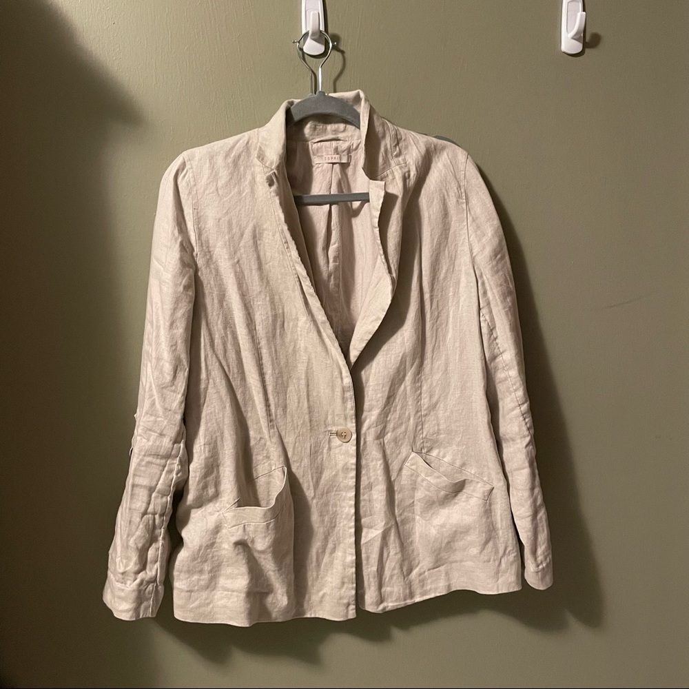 ESPRIT LINEN SINGLE BUTTON BLAZER